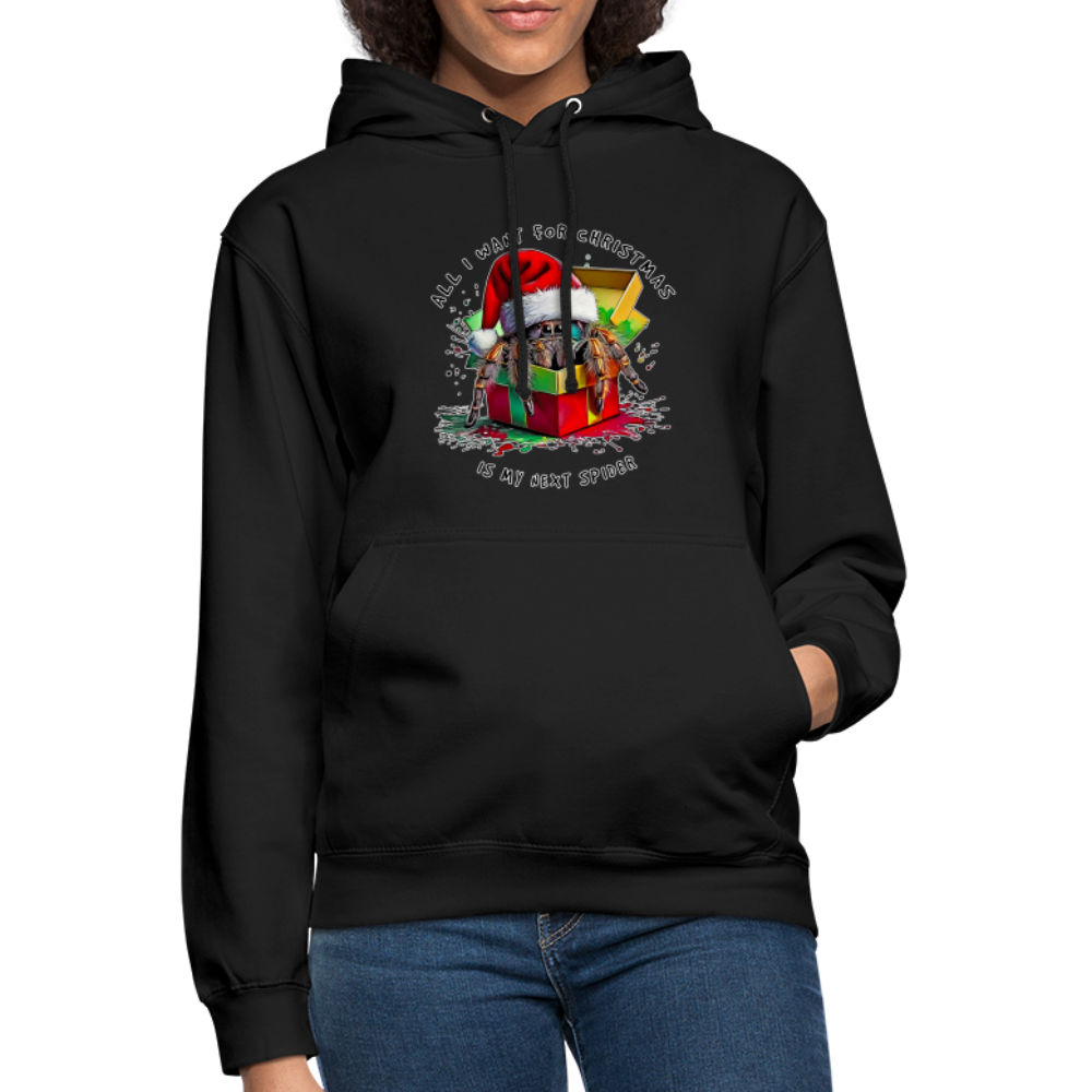 Unisex Hoodie Weihnachtsgeschenk Springspinne All I want for Christmas - Schwarz