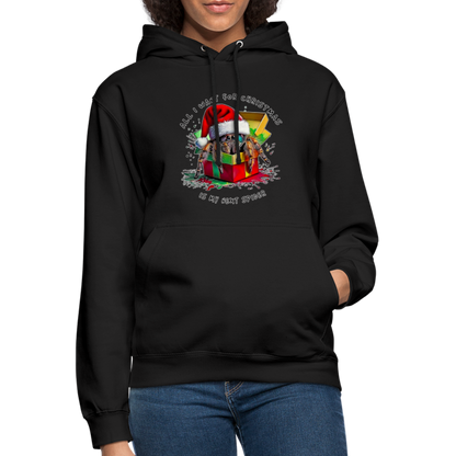 Unisex Hoodie Weihnachtsgeschenk Springspinne All I want for Christmas - Schwarz