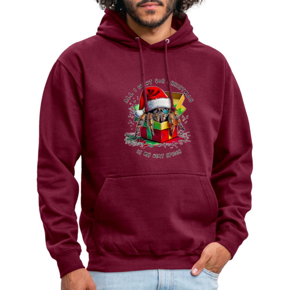 Unisex Hoodie Weihnachtsgeschenk Springspinne All I want for Christmas - Bordeaux
