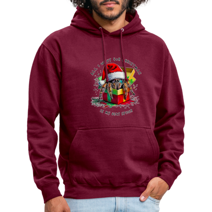 Unisex Hoodie Weihnachtsgeschenk Springspinne All I want for Christmas - Bordeaux