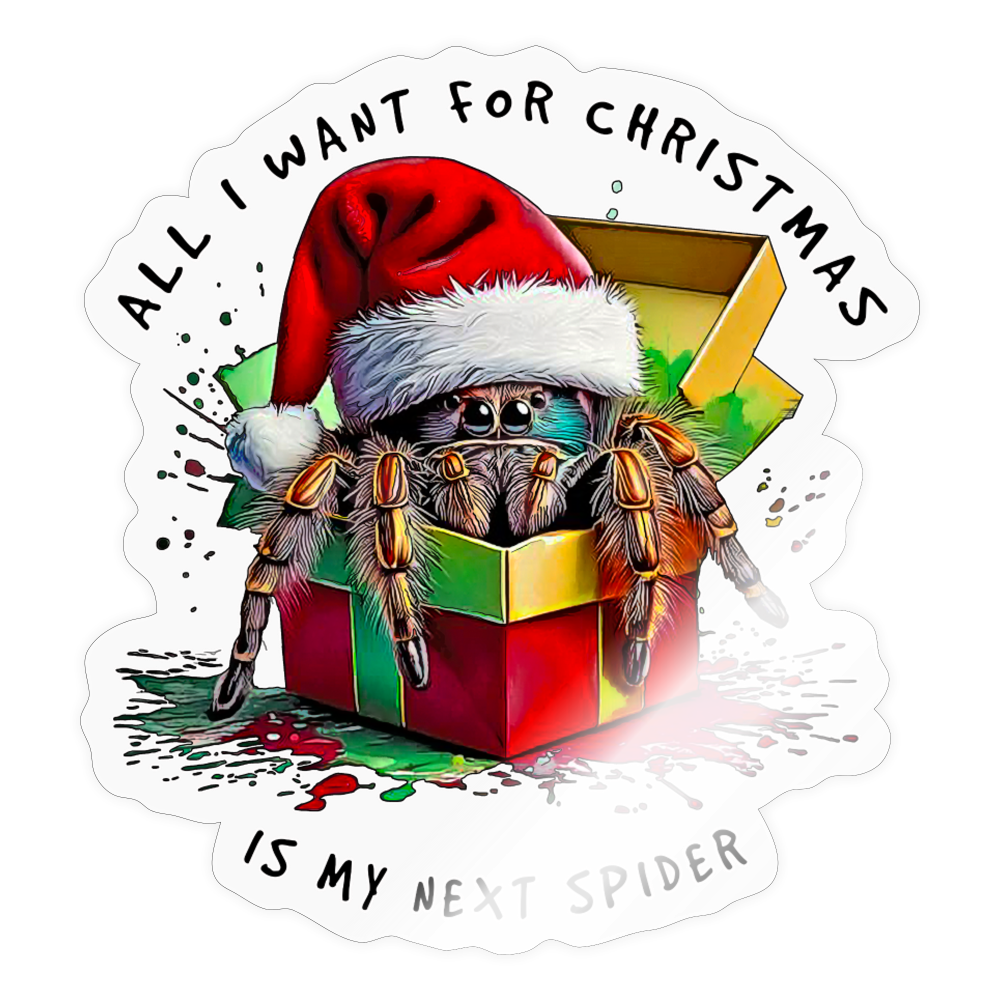 Sticker Weihnachtsgeschenk Springspinne All I want for Christmas - Transparent glänzend
