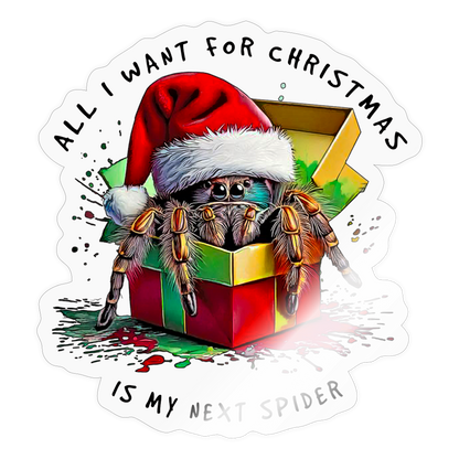 Sticker Weihnachtsgeschenk Springspinne All I want for Christmas - Transparent glänzend