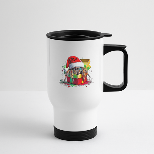 Thermobecher mit Tragegriff Weihnachtsgeschenk Springspinne - Weiß