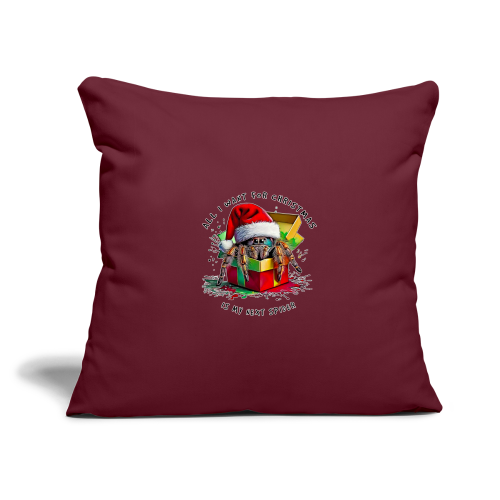 Sofakissenbezug 44 x 44 cm Weihnachtsgeschenk Springspinne All I want for Christmas - Burgunderrot