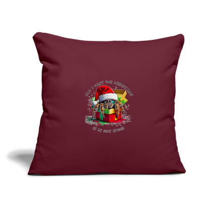 Sofakissenbezug 44 x 44 cm Weihnachtsgeschenk Springspinne All I want for Christmas - Burgunderrot
