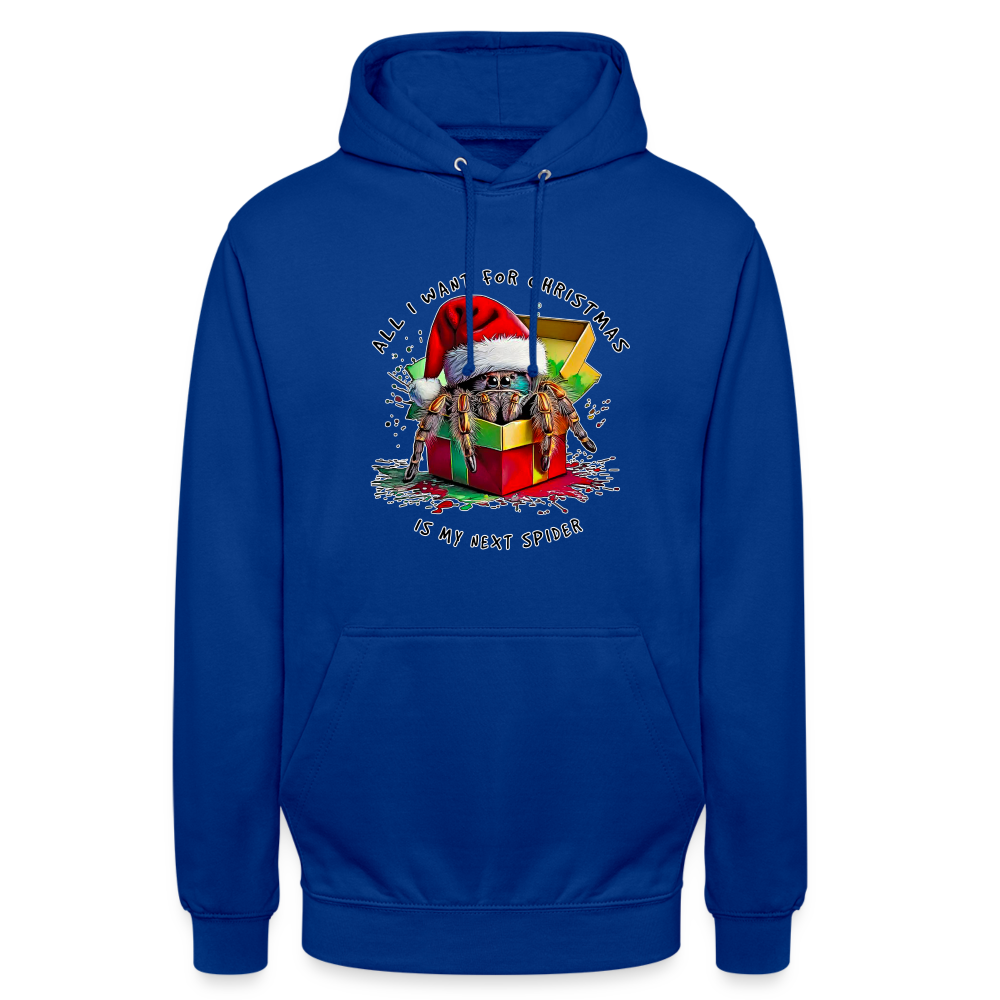 Unisex Hoodie Weihnachtsgeschenk Springspinne All I want for Christmas - Royalblau