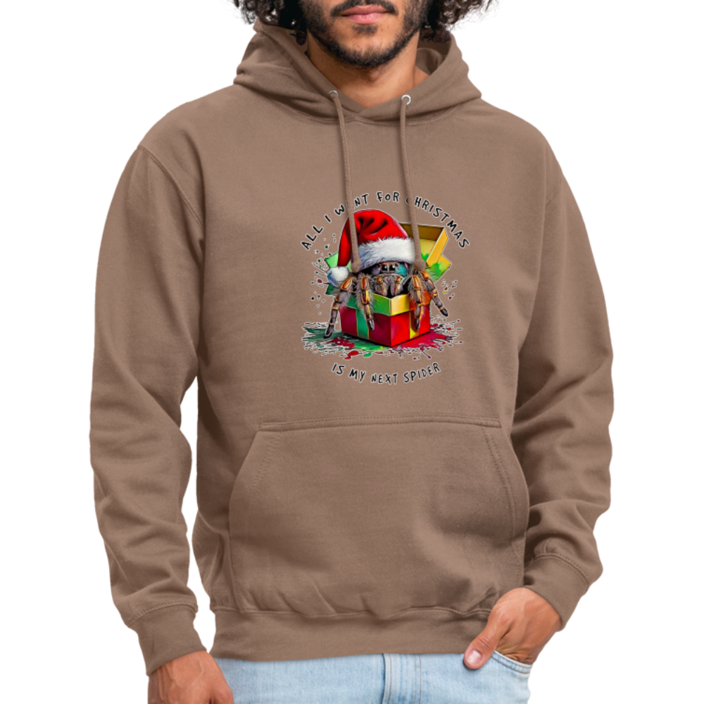 Unisex Hoodie Weihnachtsgeschenk Springspinne All I want for Christmas - Mokka