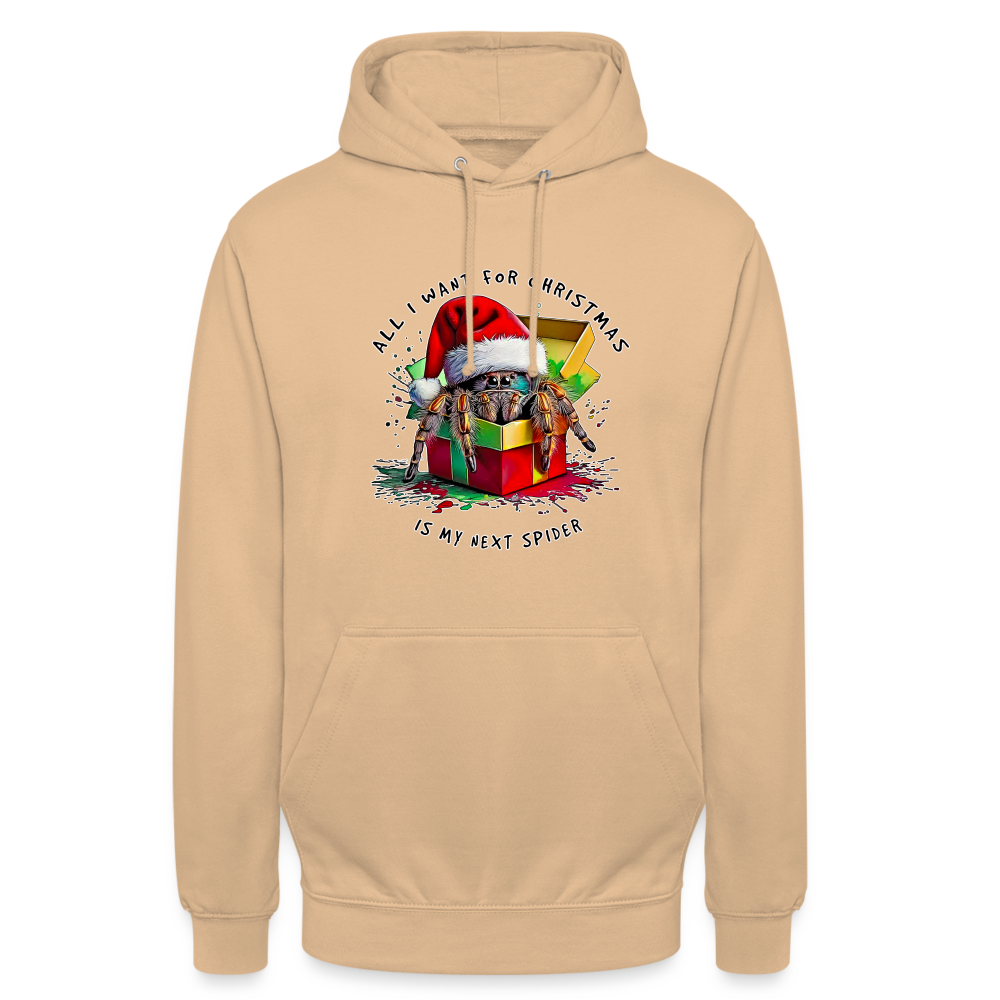 Unisex Hoodie Weihnachtsgeschenk Springspinne All I want for Christmas - Pfirsich