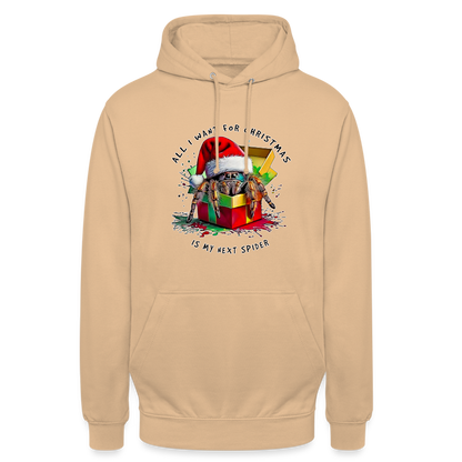 Unisex Hoodie Weihnachtsgeschenk Springspinne All I want for Christmas - Pfirsich