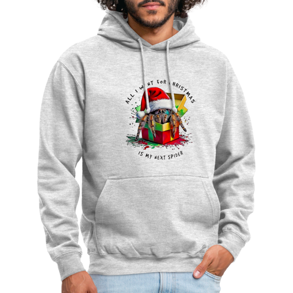 Unisex Hoodie Weihnachtsgeschenk Springspinne All I want for Christmas - Hellgrau meliert