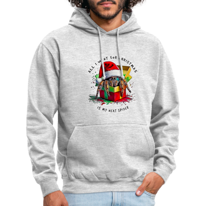 Unisex Hoodie Weihnachtsgeschenk Springspinne All I want for Christmas - Hellgrau meliert
