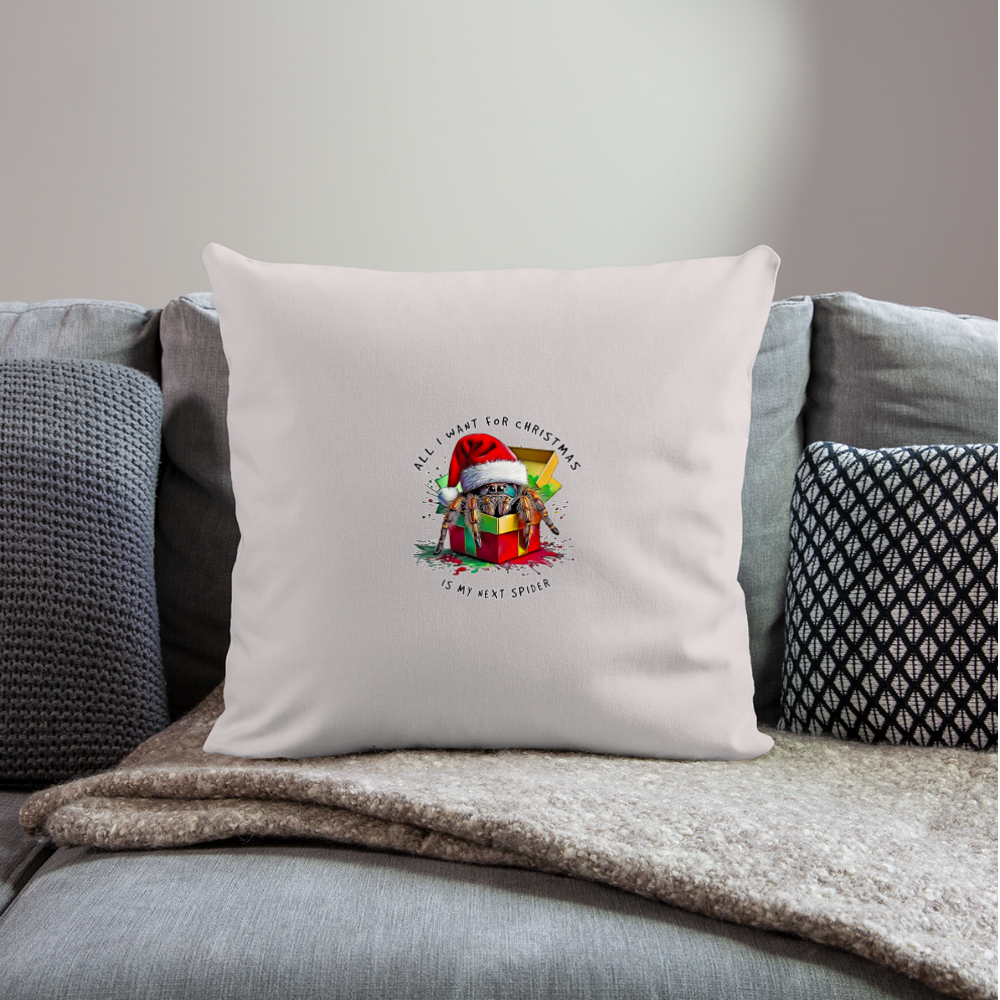 Sofakissenbezug 44 x 44 cm Weihnachtsgeschenk Springspinne All I want for Christmas - helles Taupe