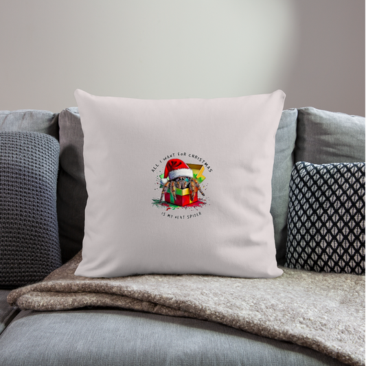 Sofakissenbezug 44 x 44 cm Weihnachtsgeschenk Springspinne All I want for Christmas - helles Taupe