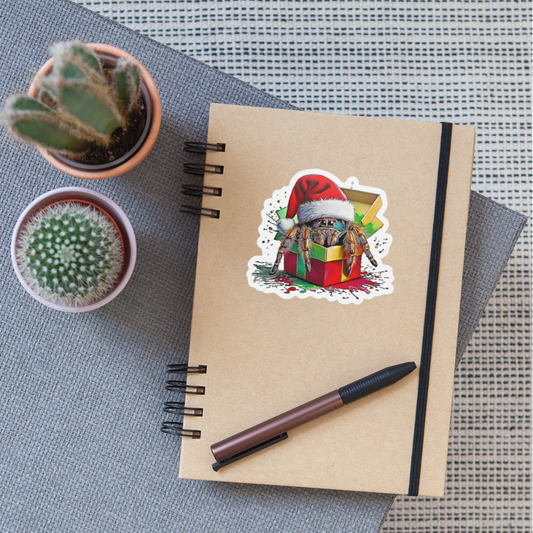 Sticker Weihnachtsgeschenk Springspinne - Mattweiß