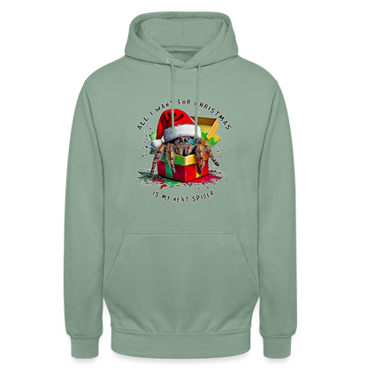 Unisex Hoodie Weihnachtsgeschenk Springspinne All I want for Christmas - Graugrün