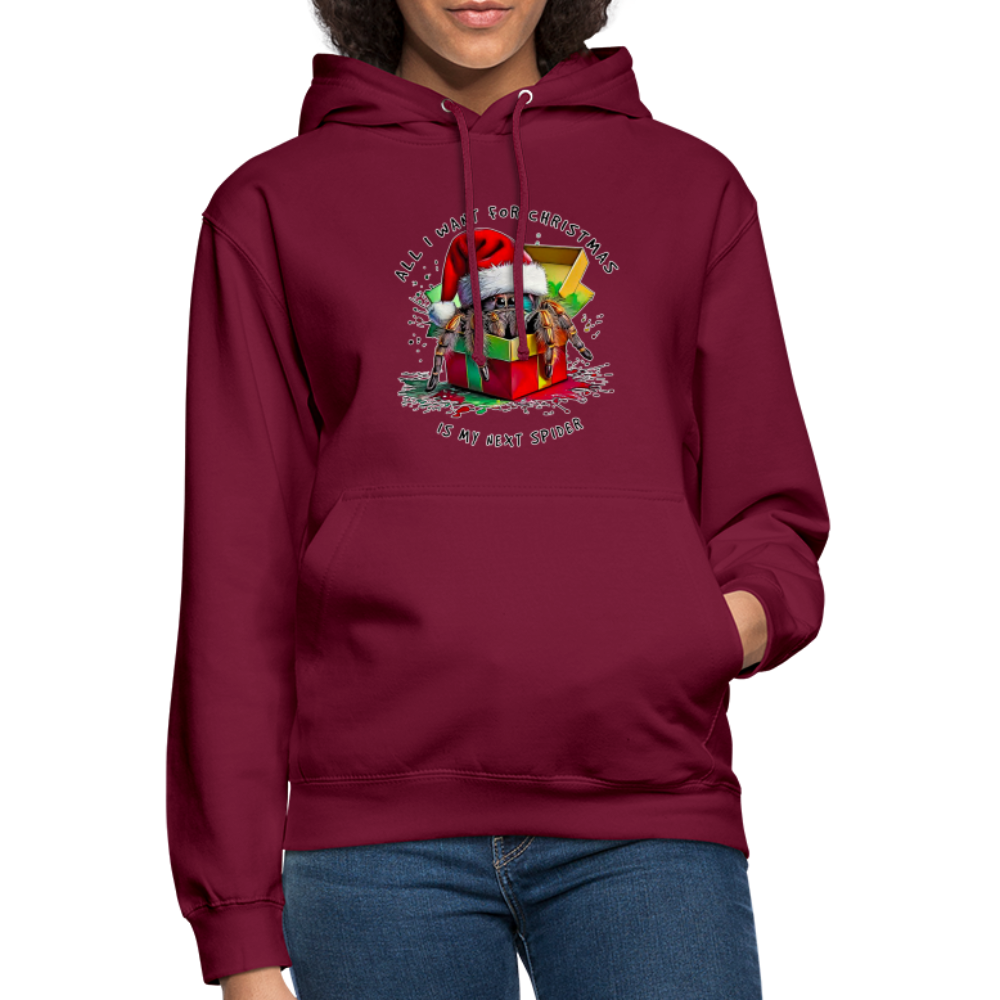 Unisex Hoodie Weihnachtsgeschenk Springspinne All I want for Christmas - Bordeaux