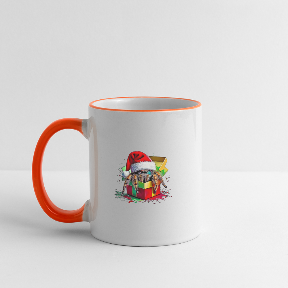 Tasse zweifarbig Weihnachtsgeschenk Springspinne - Weiß/Orange