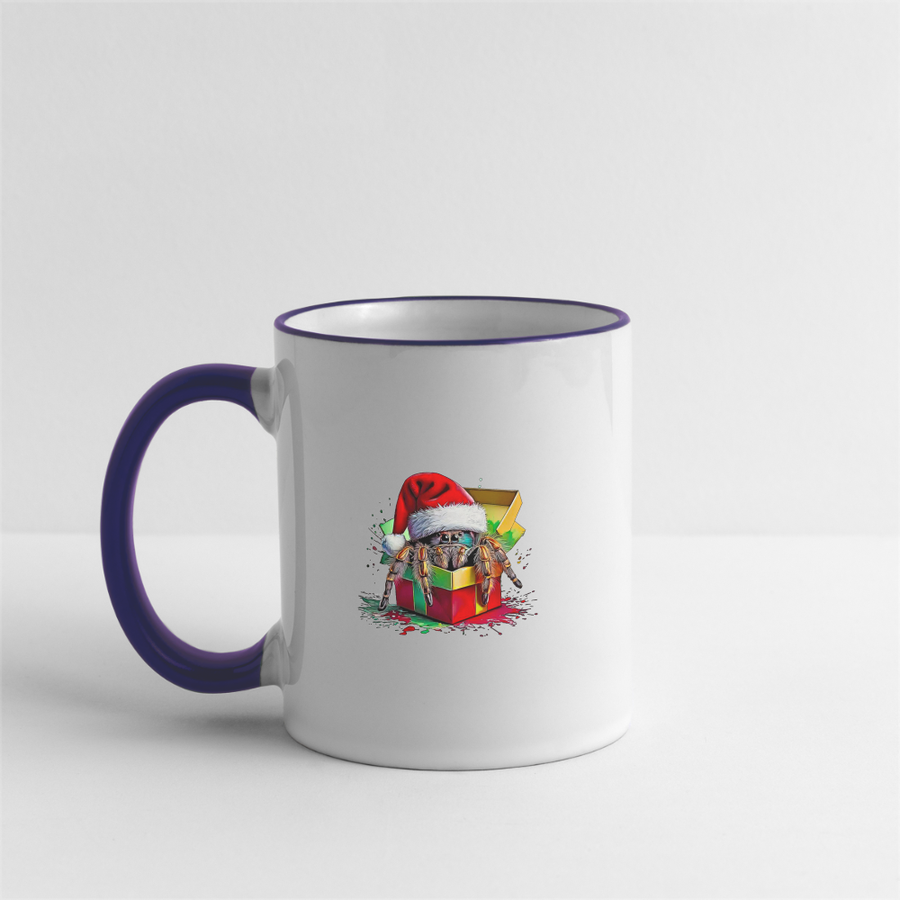 Tasse zweifarbig Weihnachtsgeschenk Springspinne - Weiß/Kobaltblau