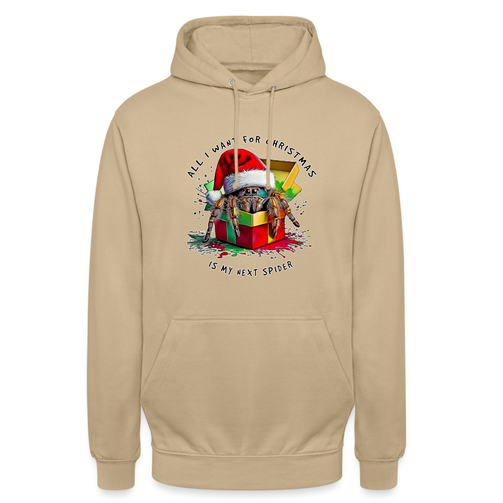 Unisex Hoodie Weihnachtsgeschenk Springspinne All I want for Christmas - Beige