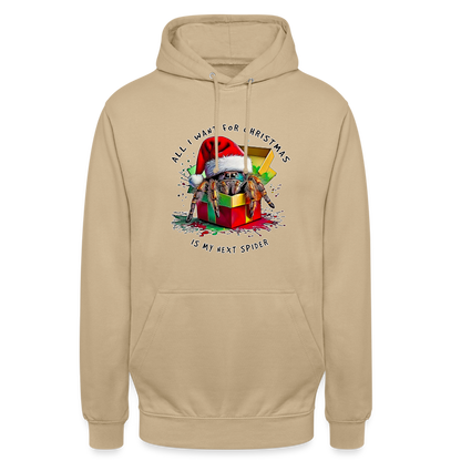 Unisex Hoodie Weihnachtsgeschenk Springspinne All I want for Christmas - Beige