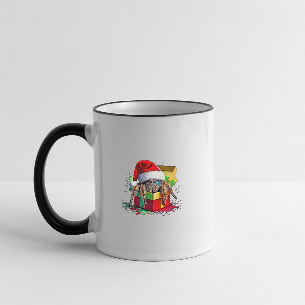 Tasse zweifarbig Weihnachtsgeschenk Springspinne - Weiß/Schwarz