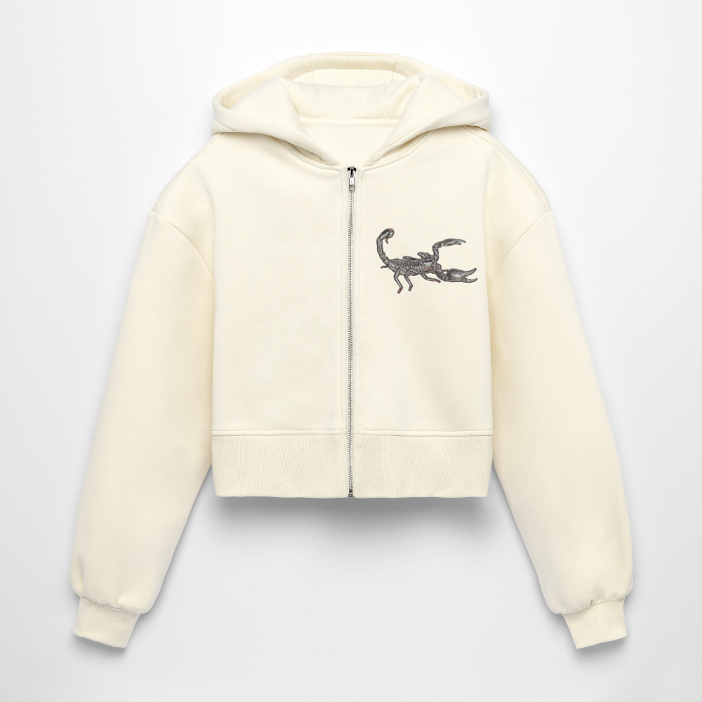 Frauen Oversized Cropped Zip-Hoodie Heterometrus silenus - Natur