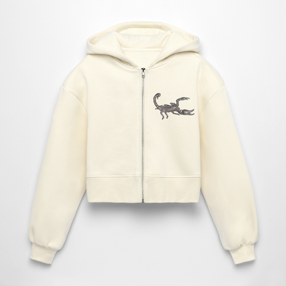 Frauen Oversized Cropped Zip-Hoodie Heterometrus silenus - Natur