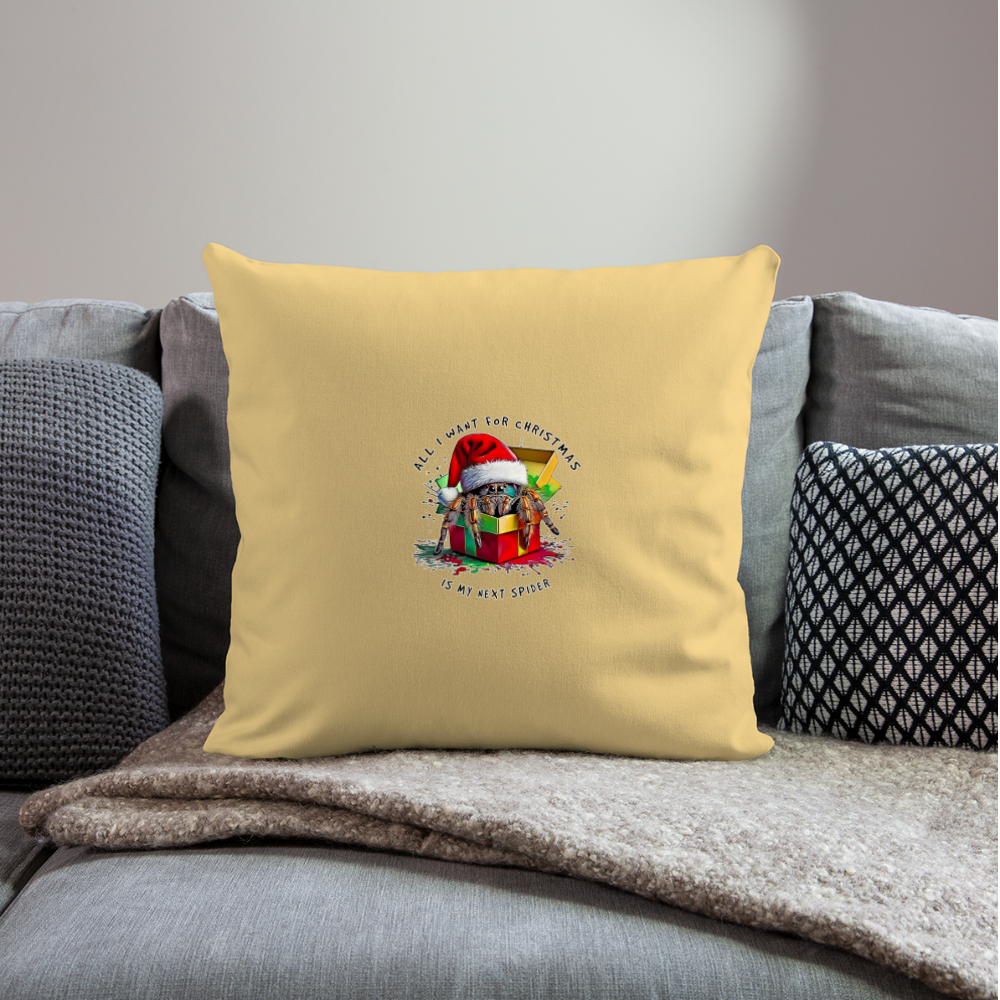 Sofakissenbezug 44 x 44 cm Weihnachtsgeschenk Springspinne All I want for Christmas - Hellgelb