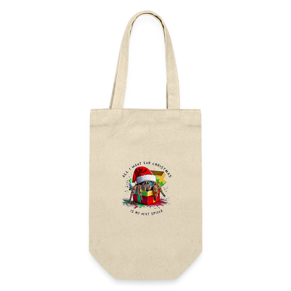 Geschenkbeutel für Flaschen Weihnachtsgeschenk Springspinne All I want for Christmas - Natur