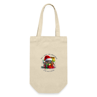 Geschenkbeutel für Flaschen Weihnachtsgeschenk Springspinne All I want for Christmas - Natur