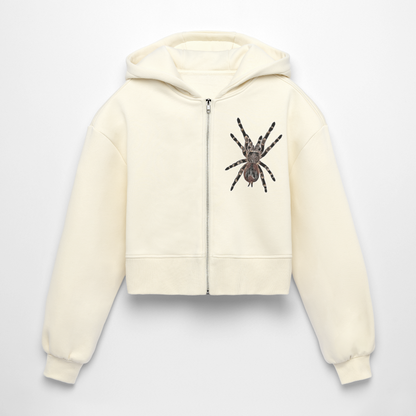 Frauen Oversized Cropped Zip-Hoodie - Natur