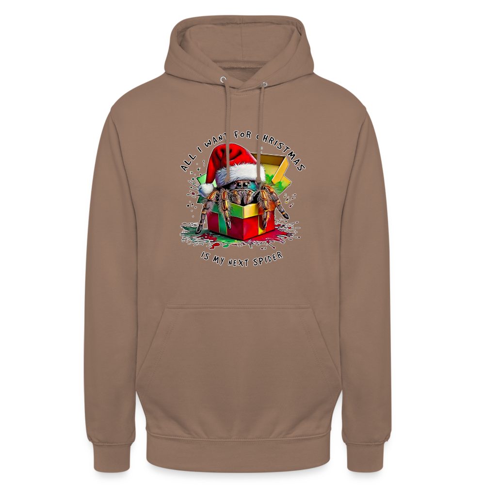 Unisex Hoodie Weihnachtsgeschenk Springspinne All I want for Christmas - Mokka