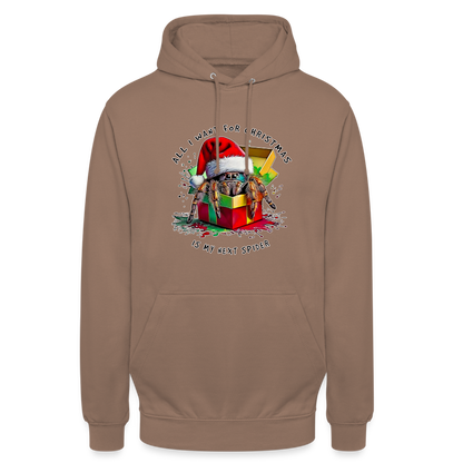 Unisex Hoodie Weihnachtsgeschenk Springspinne All I want for Christmas - Mokka