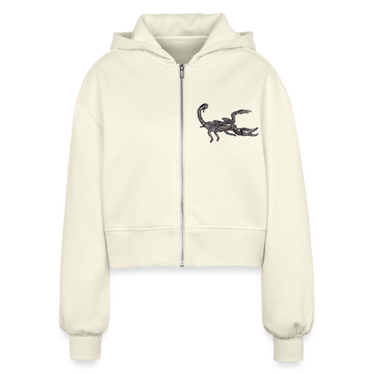 Frauen Oversized Cropped Zip-Hoodie Heterometrus silenus - Natur