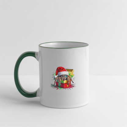 Tasse zweifarbig Weihnachtsgeschenk Springspinne - Weiß/Dunkelgrün