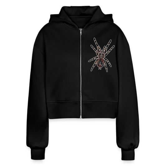 Frauen Oversized Cropped Zip-Hoodie - Schwarz