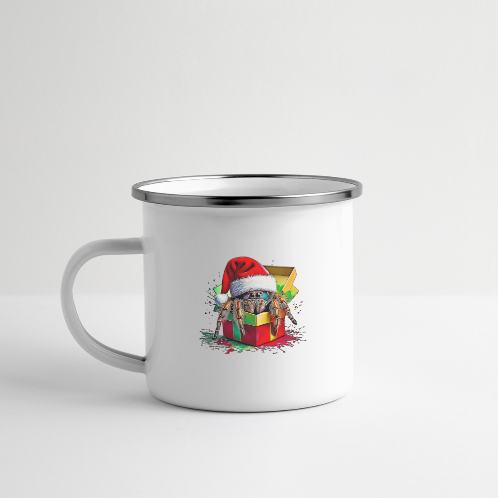 Emaille-Tasse Weihnachtsgeschenk Springspinne - Weiß