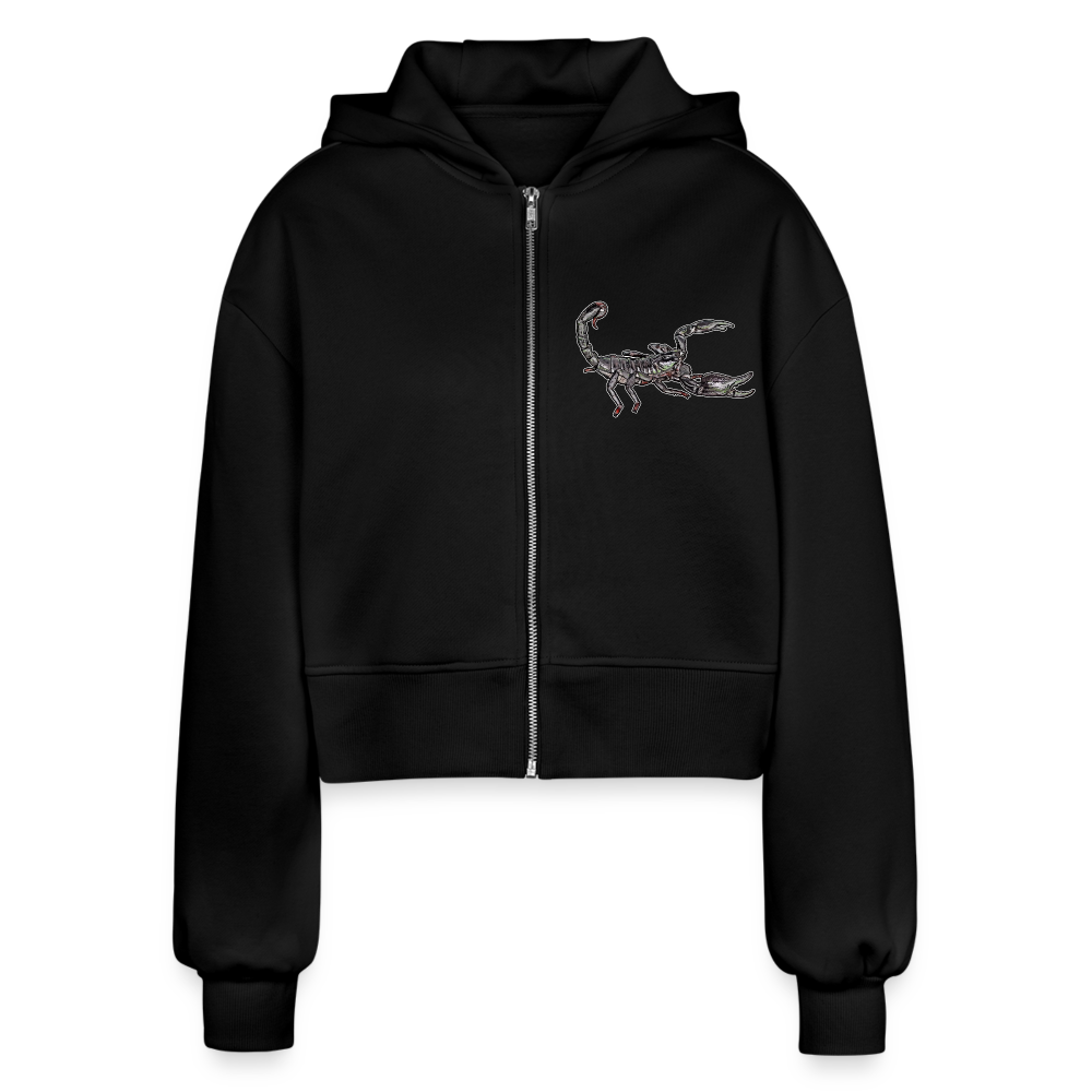 Frauen Oversized Cropped Zip-Hoodie Heterometrus silenus - Schwarz