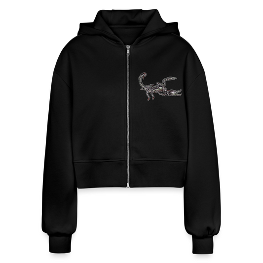 Frauen Oversized Cropped Zip-Hoodie Heterometrus silenus - Schwarz