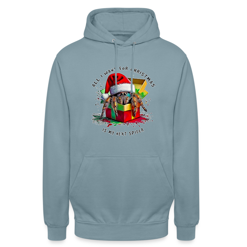 Unisex Hoodie Weihnachtsgeschenk Springspinne All I want for Christmas - Nebelblau