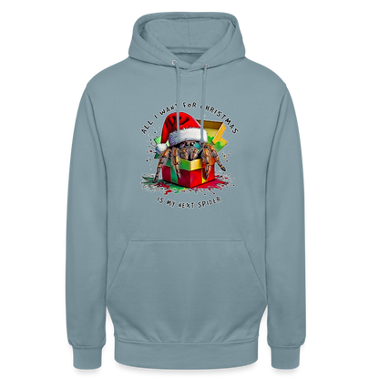 Unisex Hoodie Weihnachtsgeschenk Springspinne All I want for Christmas - Nebelblau