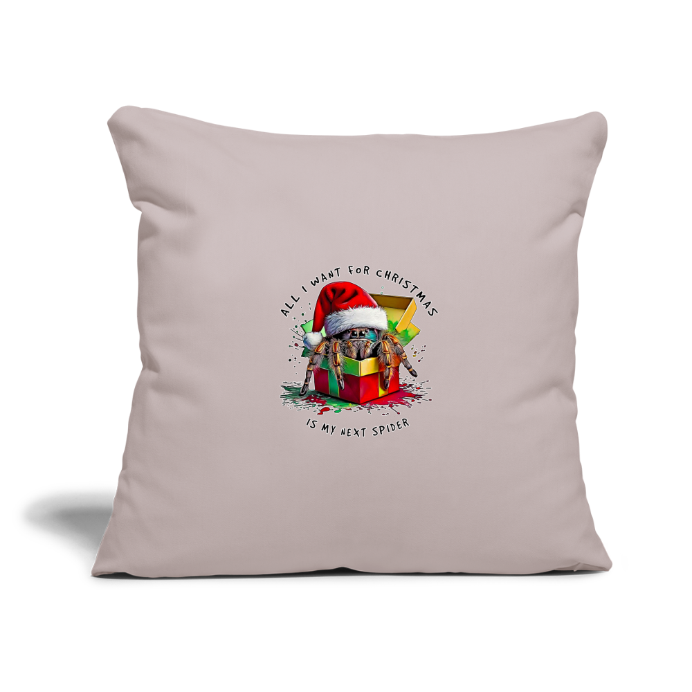 Sofakissenbezug 44 x 44 cm Weihnachtsgeschenk Springspinne All I want for Christmas - helles Taupe