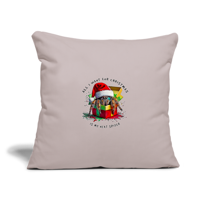 Sofakissenbezug 44 x 44 cm Weihnachtsgeschenk Springspinne All I want for Christmas - helles Taupe