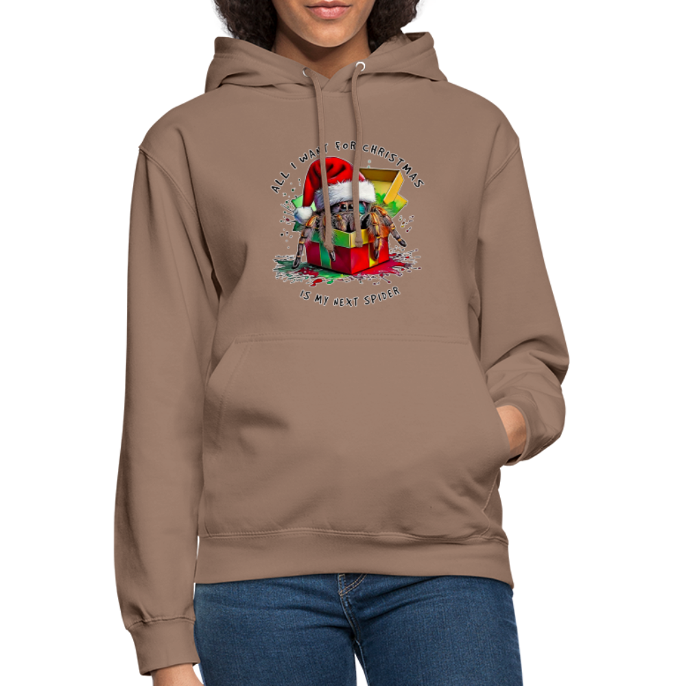 Unisex Hoodie Weihnachtsgeschenk Springspinne All I want for Christmas - Mokka