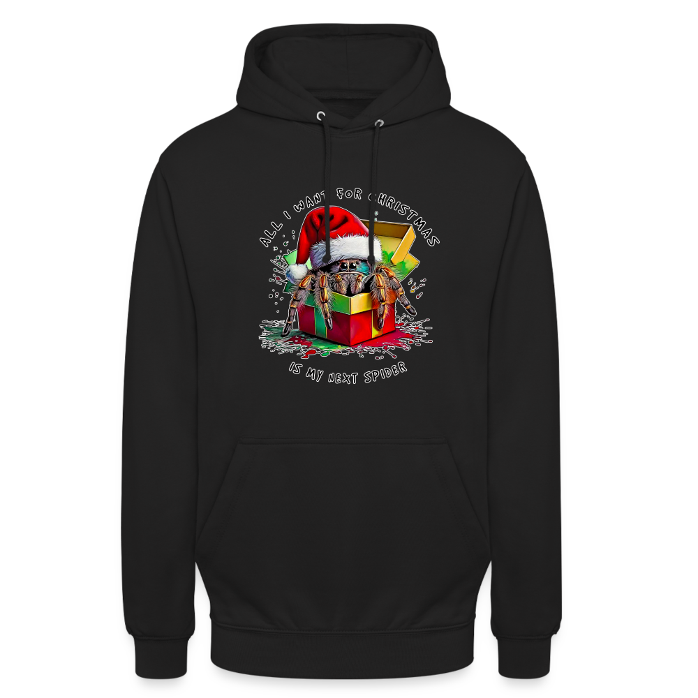 Unisex Hoodie Weihnachtsgeschenk Springspinne All I want for Christmas - Schwarz