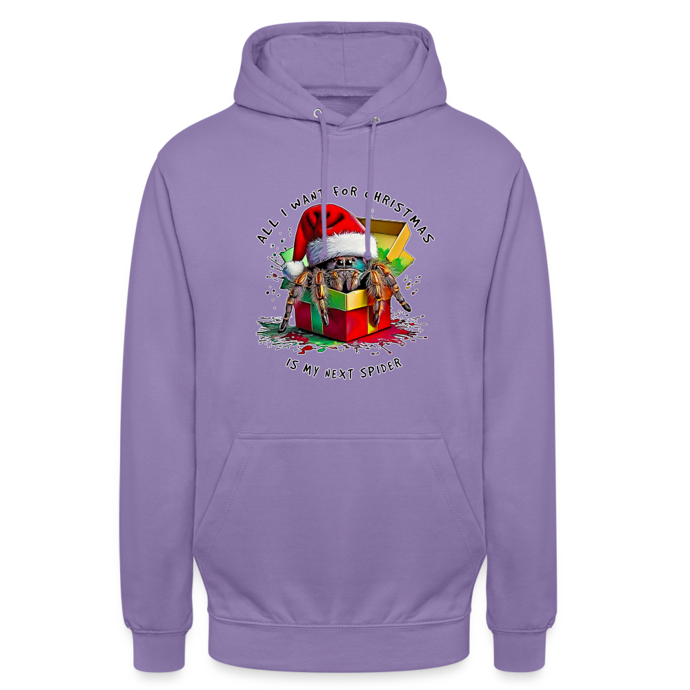 Unisex Hoodie Weihnachtsgeschenk Springspinne All I want for Christmas - Lavendel