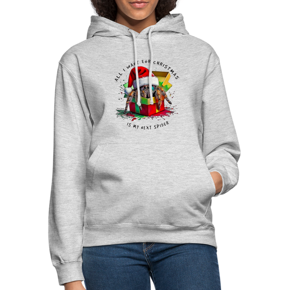 Unisex Hoodie Weihnachtsgeschenk Springspinne All I want for Christmas - Hellgrau meliert