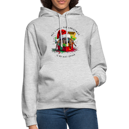 Unisex Hoodie Weihnachtsgeschenk Springspinne All I want for Christmas - Hellgrau meliert