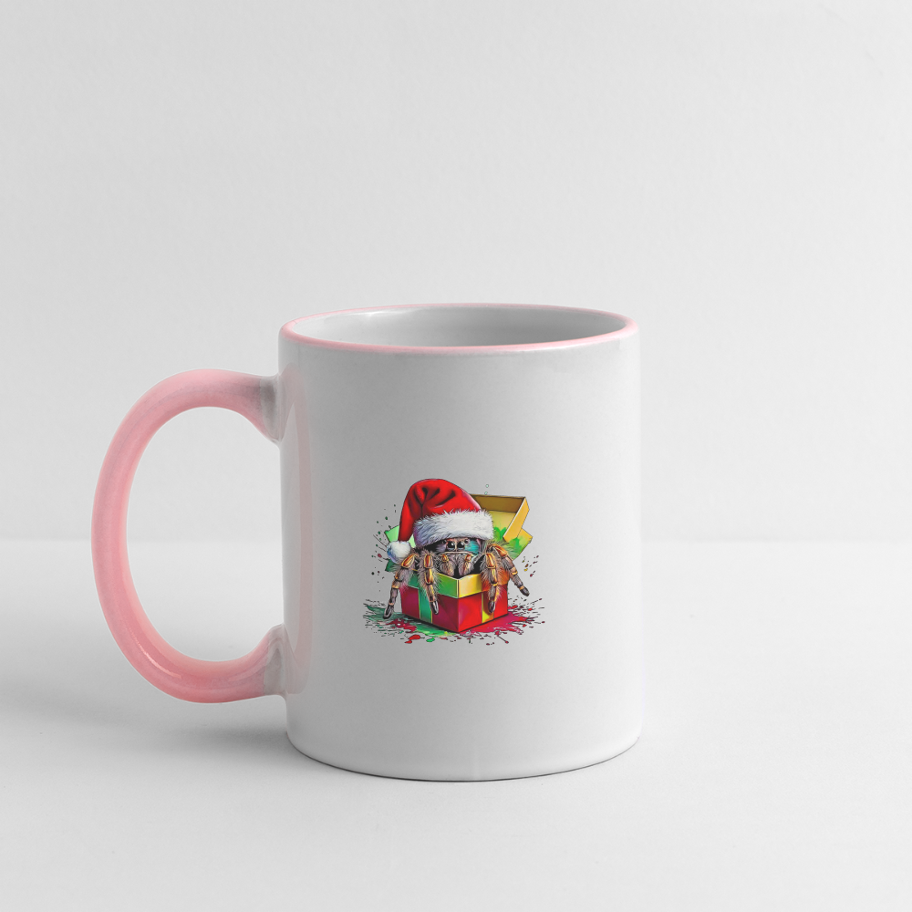 Tasse zweifarbig Weihnachtsgeschenk Springspinne - Weiß/Pink