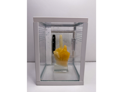 Rückwand eines Hochterrarium für junge Springspinnen und baumbewohnende Vogelspinnen mit Figur aus Epoxidharz 